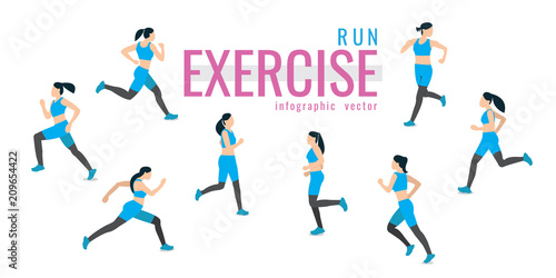 runs. exercises on white background. healthy. vector
