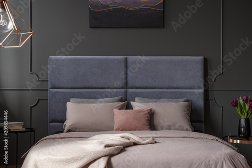 Pink and violet bedroom interior