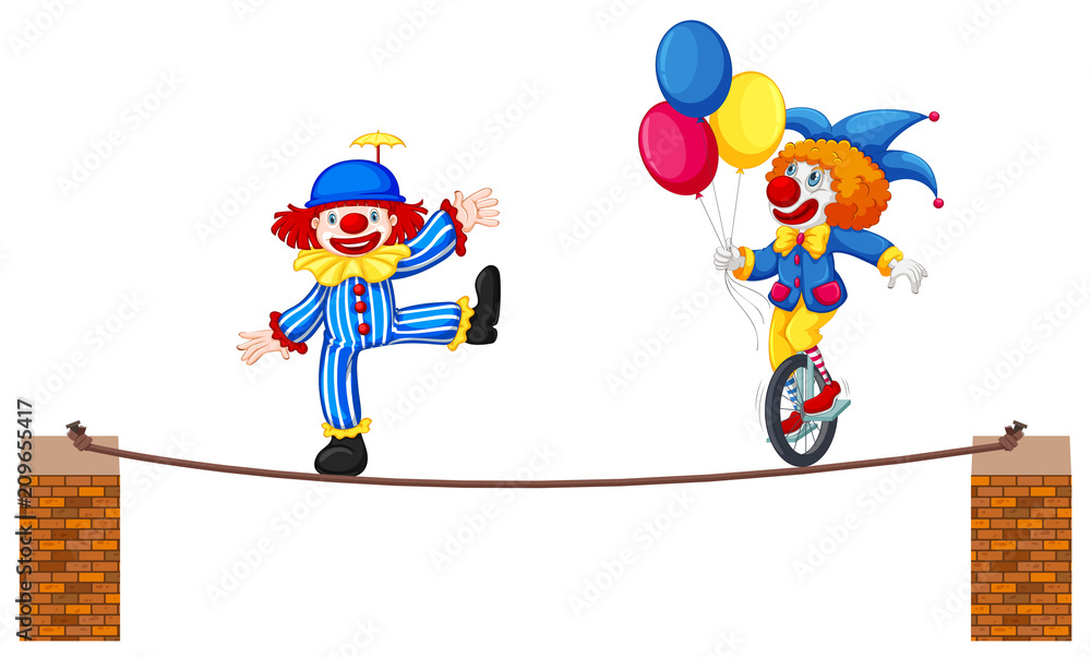A Circus Clown Show on White Background