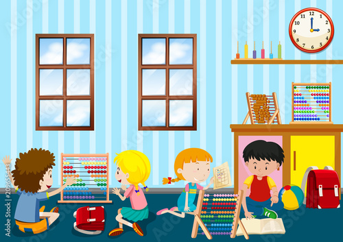 Group of young children playing