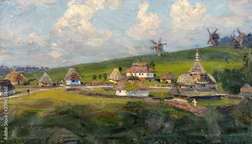 Fototapeta samoprzylepna krajobraz, obraz olejny, ręcznie robiony