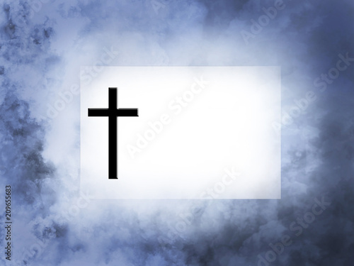 3D rendering of a blank card with cross in heaven.