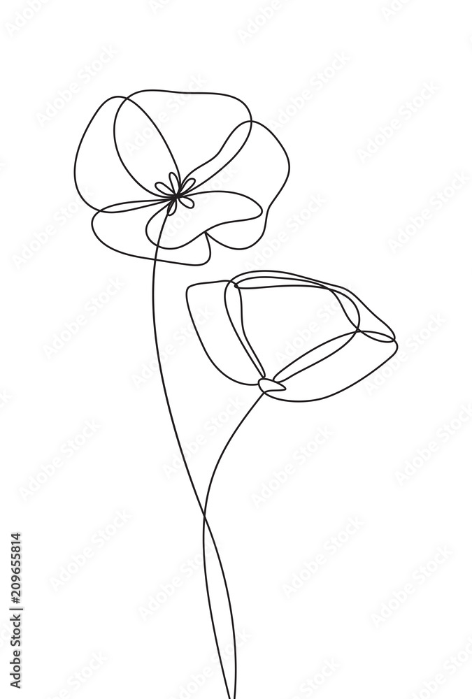 Fototapeta Ikona kwiat maku, logo, etykieta