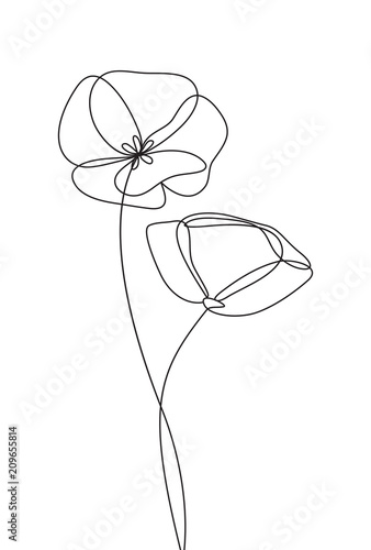 Poppy flower icon, logo, label