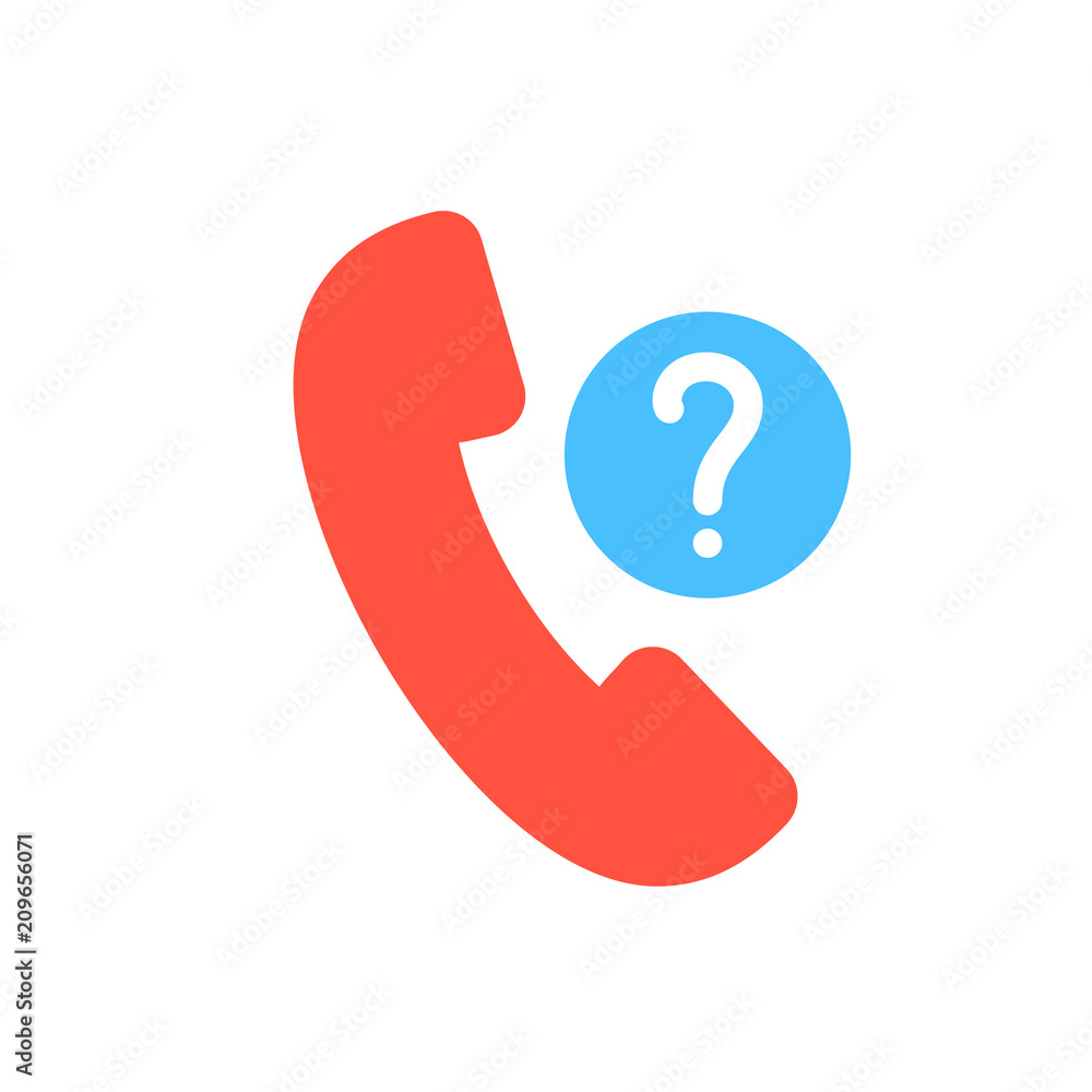Phone call icon, technology icon with question mark. Phone call icon and help, how to, info, query symbol Phone call icon, technology icon with question mark. Phone call icon and help, how to, info, query symbol