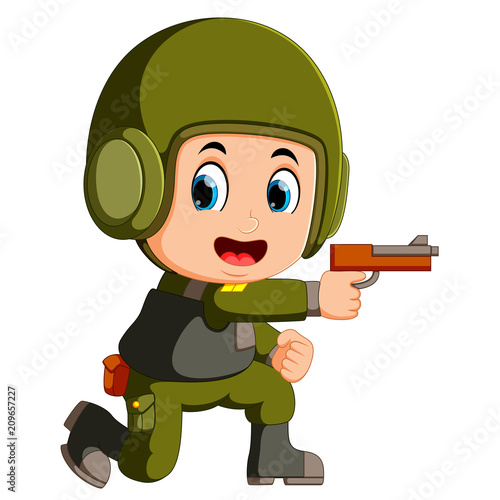 a brave soldier with a gun 