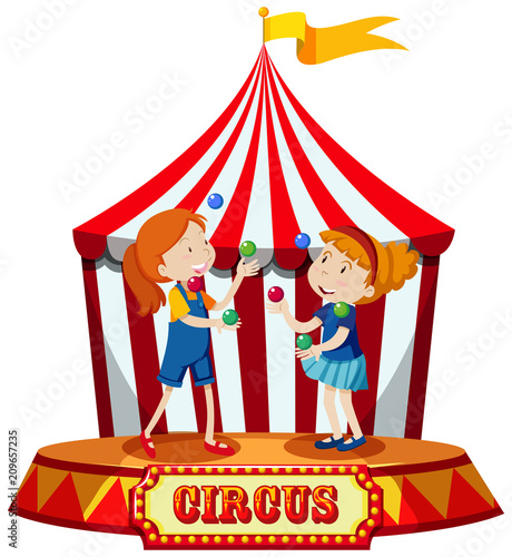 Girls Juggling at Circus Tent