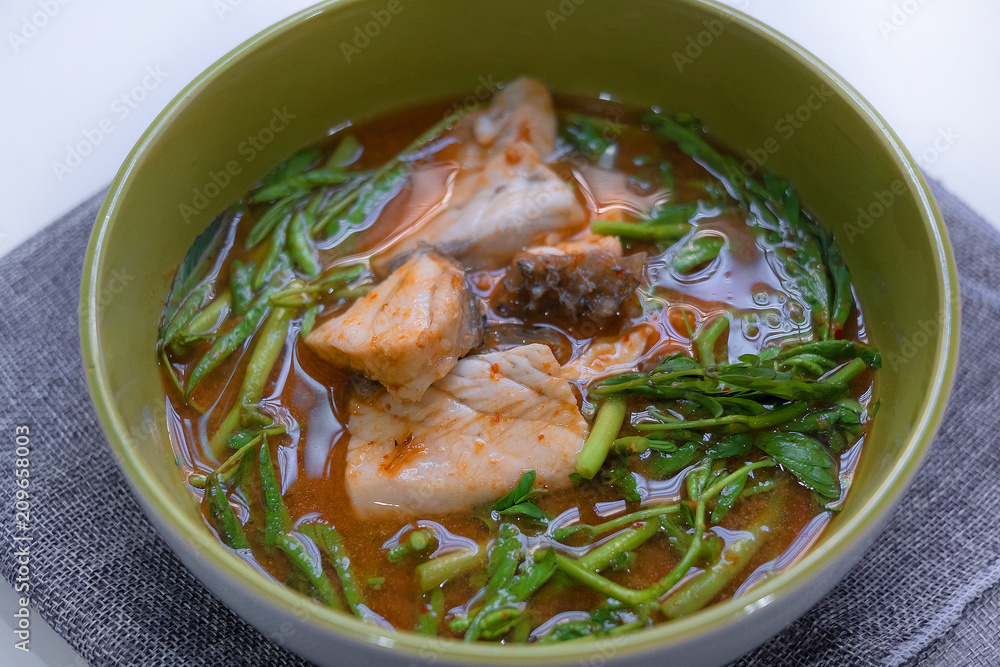 Hot and sour soup sea bass.