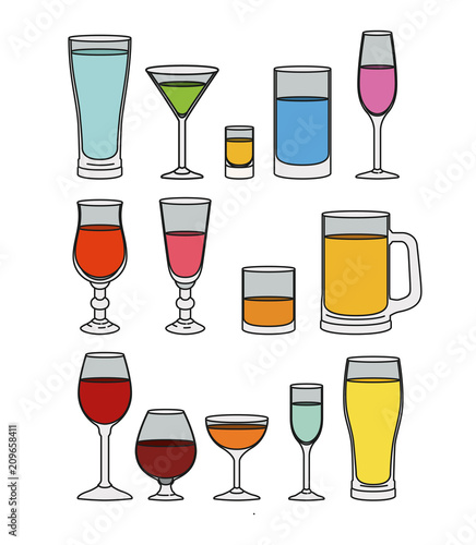 best drinks set icons vector illustration design