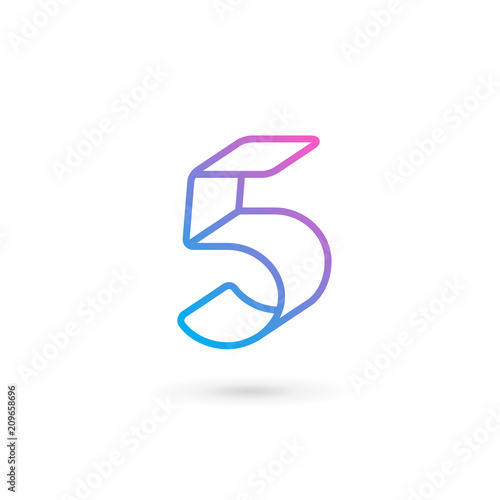 Number 5 logo icon design template elements