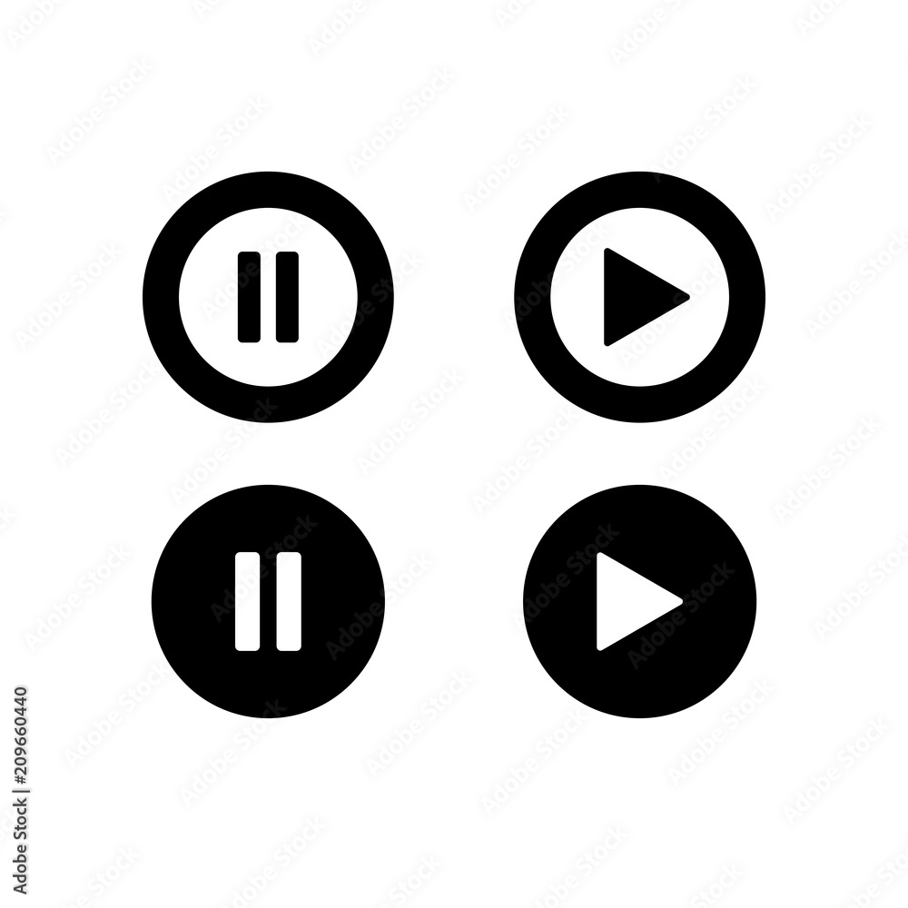 Pause and play vector icon, simple illustration for web or mobile app Pause and play vector icon, simple illustration for web or mobile app