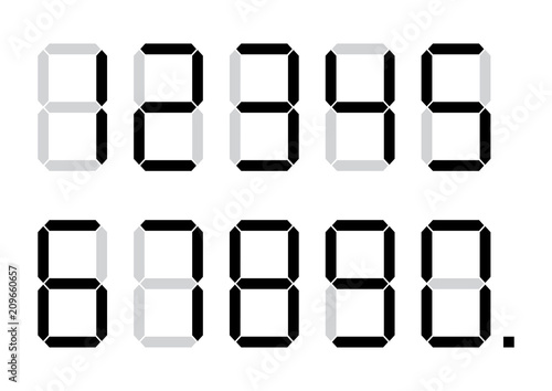 Set of calculator digital numbers. Vector illustration