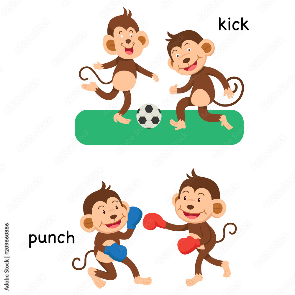 Opposite kick and punch vector illustration Opposite kick and punch vector illustration