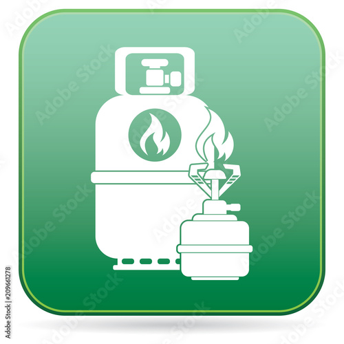 Camping stove with gas bottle icon