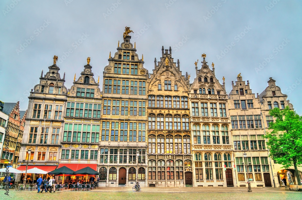 Guildhalls on the Grote Markt Square in Antwerp, Belgium