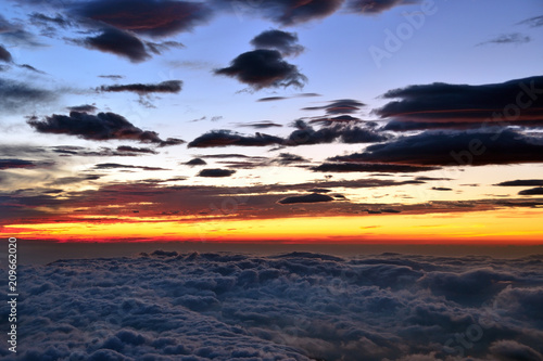 Just before sunrise  vividly colored clouds  