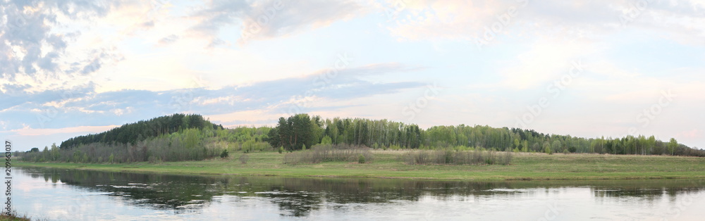 panorama of the spring river