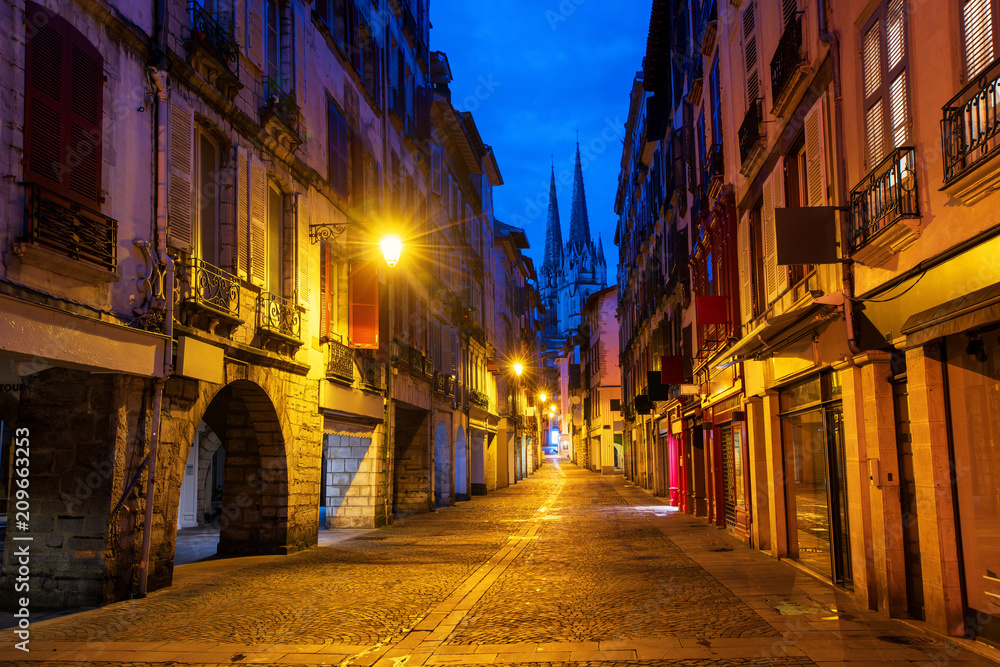 Bayonne Old Town center at early morning, France