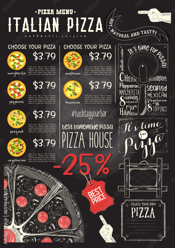 Naklejka premium Italian Pizza Menu Template