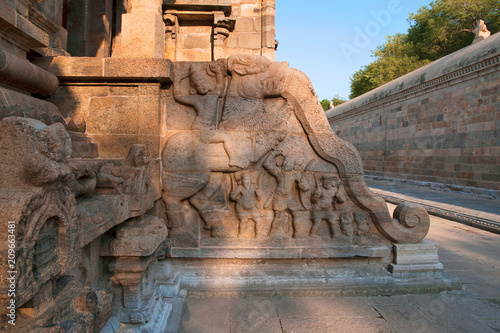 Balustrade decoration of yeli riders, Deivanayaki Amman shrine, adjacent to Airavatesvara Temple, Darasuram, Tamil Nadu photo