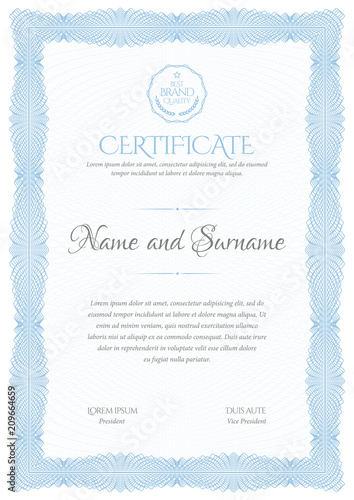 Certificate. Template diploma currency border. Award background Gift voucher.
