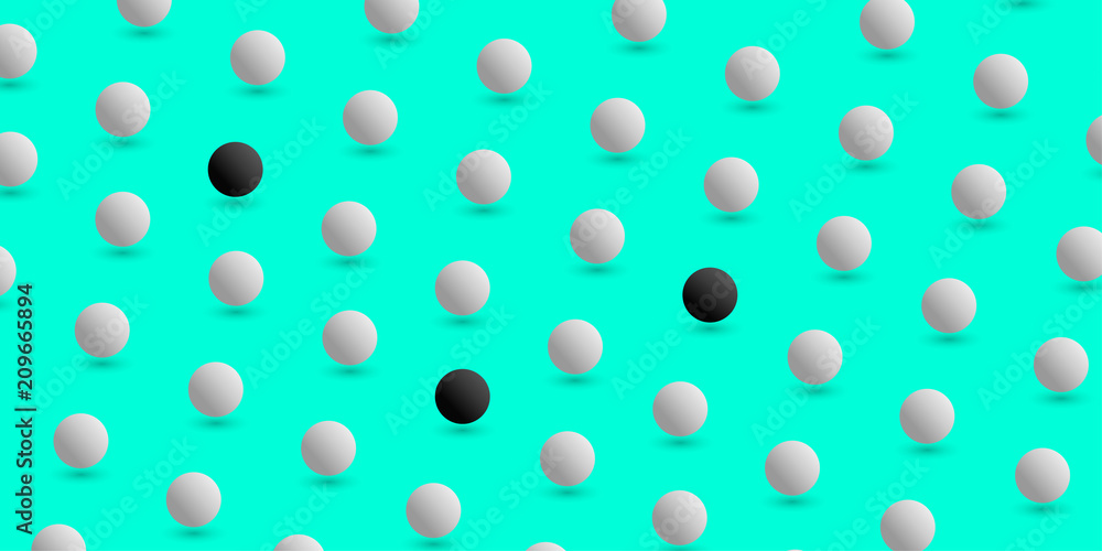 Green background with white 3d balls pattern.