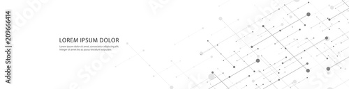 Vector banner design, network connection with lines and dots