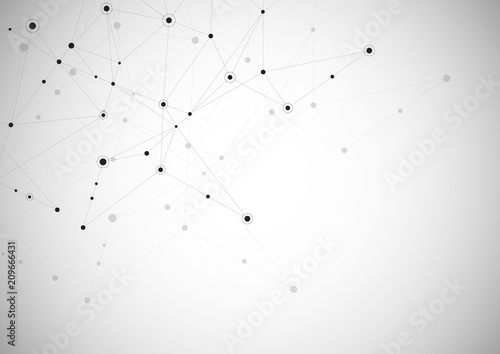 Abstract connection background with lines and dots vector. Geometric network connection and polygonal background.