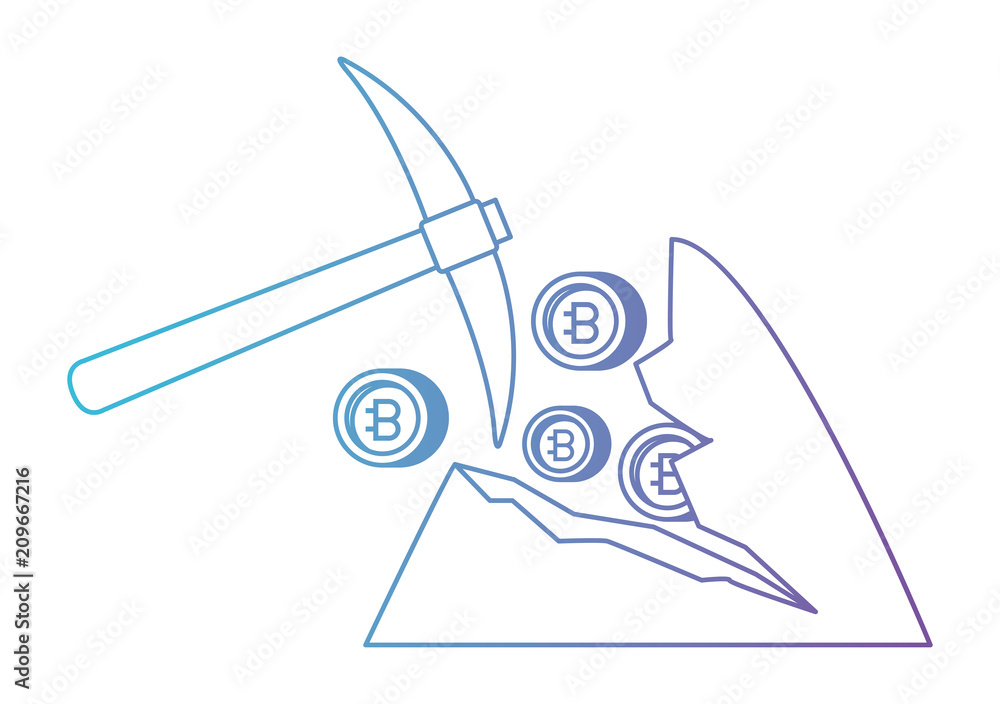 Obraz premium pick with bitcoin commerce technology icon vector illustration design