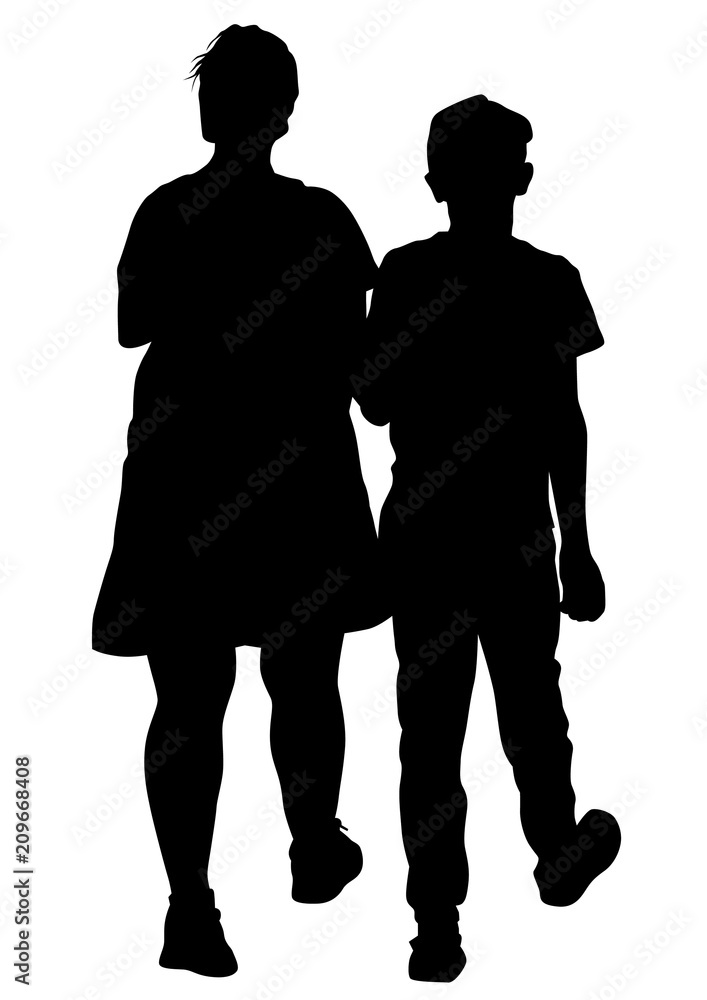 Families with child on white background Families with child on white background