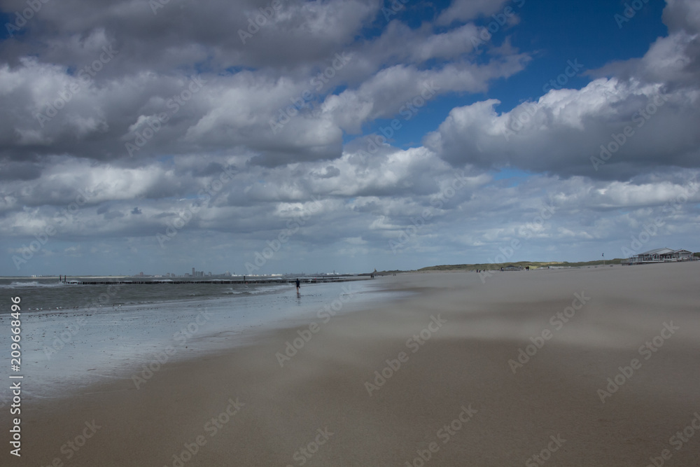 storm on the beach Zeeland, Holland