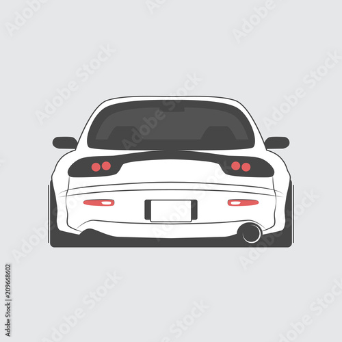 Japan tuned car isolated. Back view. Vector illustration