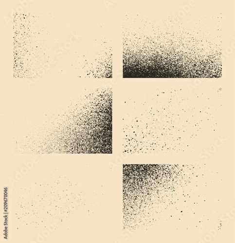 Vector set of splash stains textures. Monochrome abstract vector grunge textures.