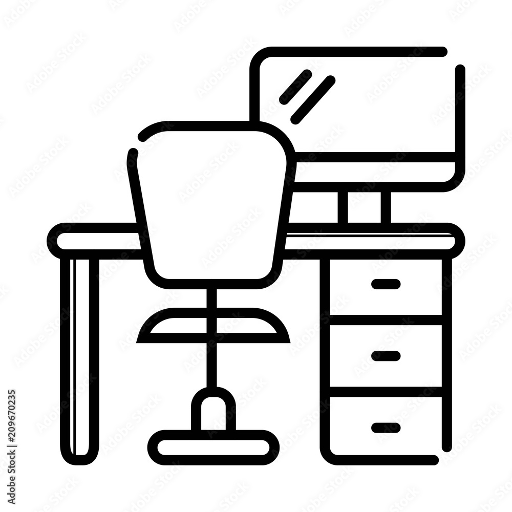 table and chair, office icon table and chair, office icon