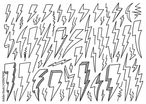 hand drawn Vector Lightning bolts