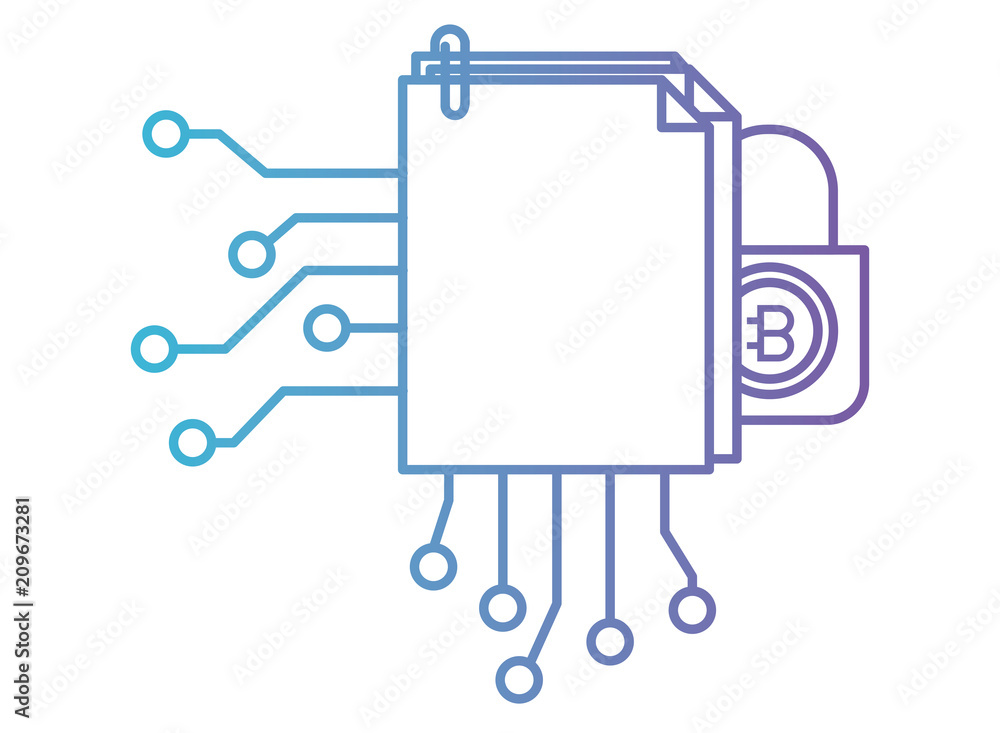 microchip with bitcoin commerce technology icon vector illustration design