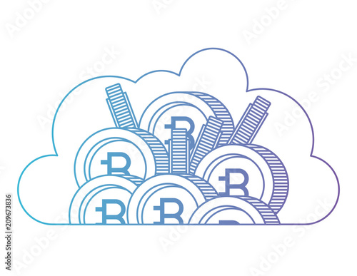cloud with bitcoin commerce technology icon vector illustration design