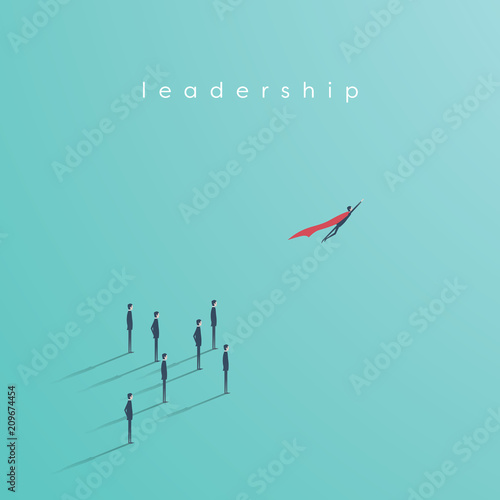 Business superhero vector concept with businessman flying off. Symbol of leadership, power, vision.