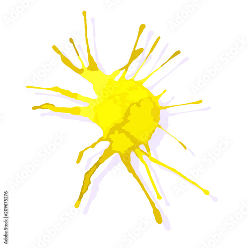Yellow banner. Painted ink blot. Grunge vector background.