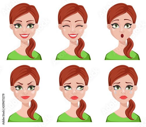 Face expressions of cleaner woman