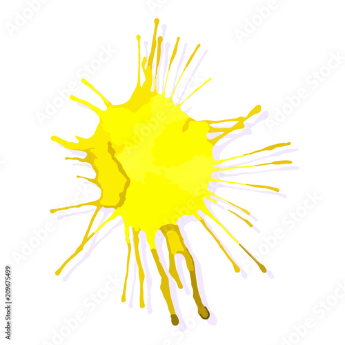 Yellow inked banner. Sunny vector background.