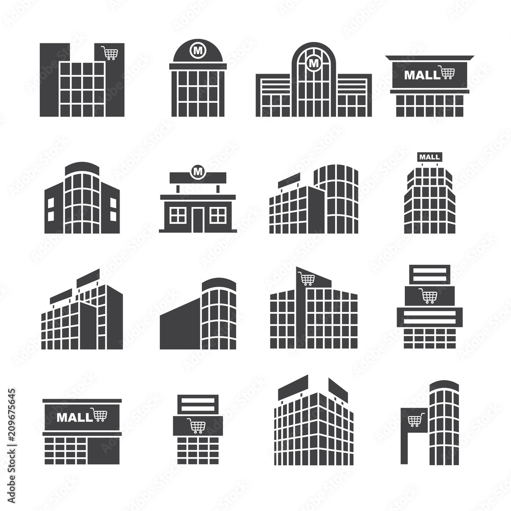 Shopping mall icon set Shopping mall icon set