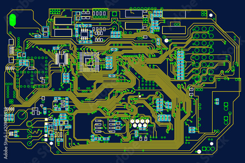 Circuit board. Technology template. Vector illustration.