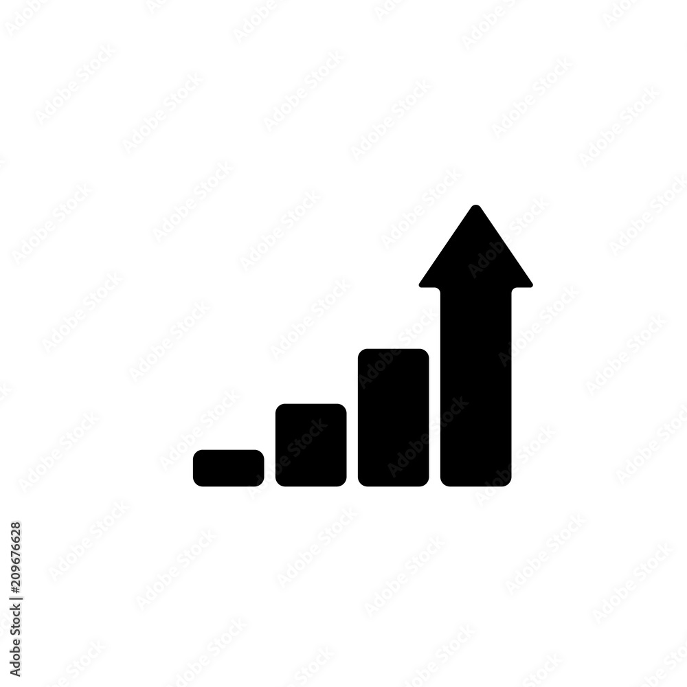 Growing graph icon, vector isolated flat style symbol. Growing graph icon, vector isolated flat style symbol.