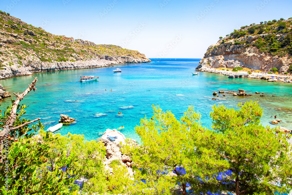 Scenic Anthony Quinn Bay on Rhodes Island, Mediterranean Sea, Greece