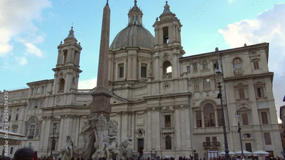 4K Rome, Piazza Navona, facade of the Church of St. Agnes completed in 1672. Time lapse 4K Rome, Piazza Navona, facade of the Church of St. Agnes completed in 1672. Time lapse