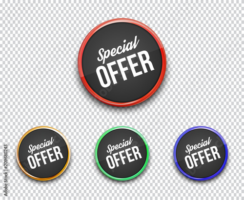 Special offer circle banners isolated on transparent background. Can be used on any background. Vector illustration.
