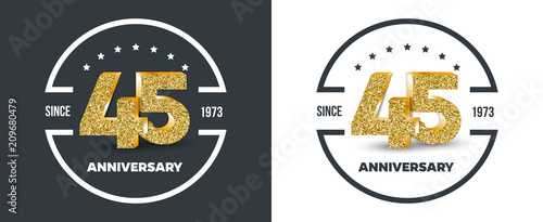 45th Anniversary logo on dark and white background. 45-year anniversary banners. Vector illustration. photo