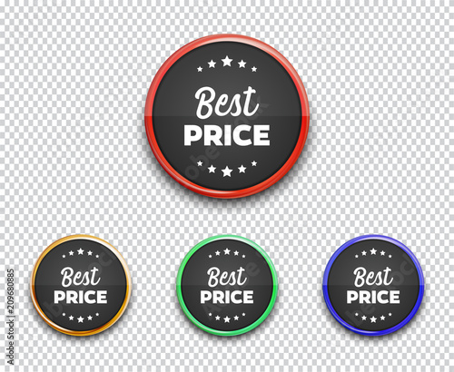 Best price circle banners isolated on transparent background. Can be used on any background. Vector illustration.