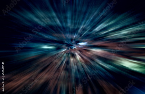 Acceleration speed motion, Light and stripes moving fast over dark background